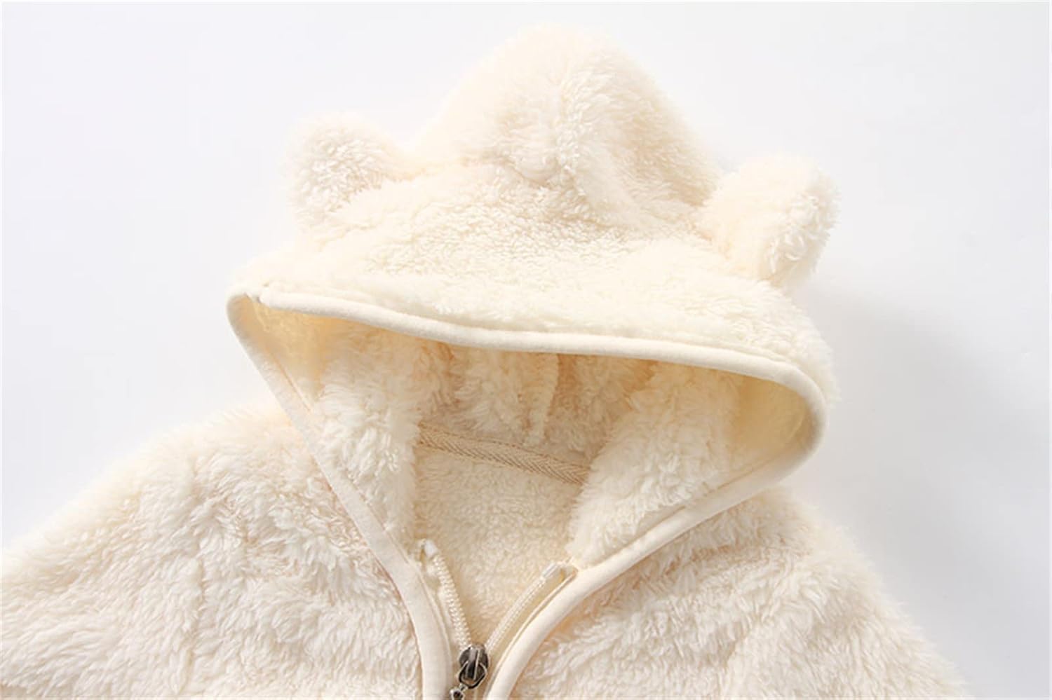 Newborn Infant Baby Boy Girl Fleece Jacket Winter Clothes Hooded Coat Tops with Bear Ears Boys Coat (Beige, 9-12 Months)