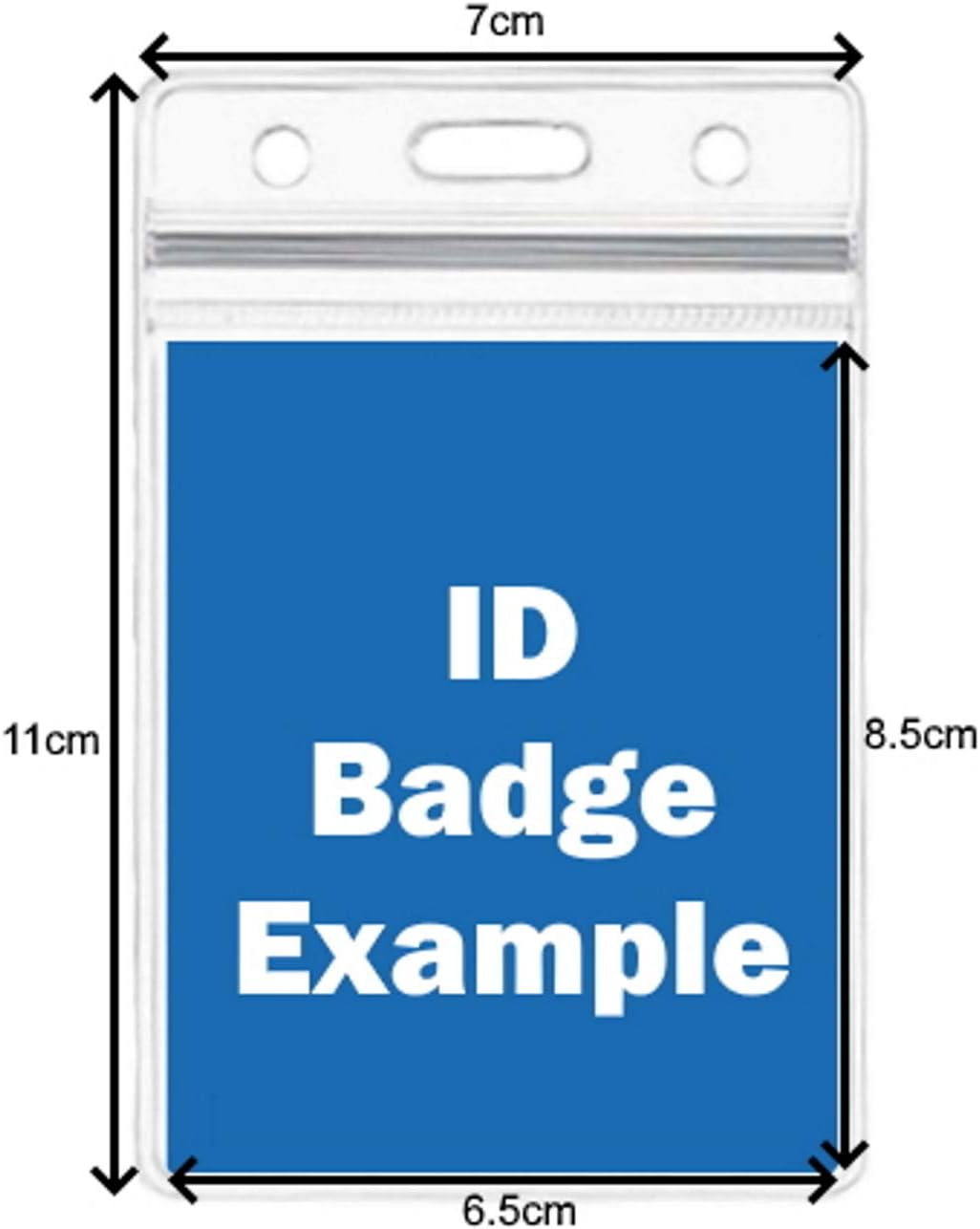 10pcs Vertical Name Tag Badge ID Card Holder with Black Lanyard. Clear