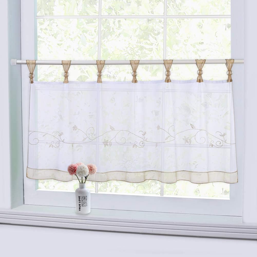 Mezze Tende In Voile Con Pizzo - 2 Pannelli 74x90cm, Beige, Per Cucina E Bagno - Foto 11