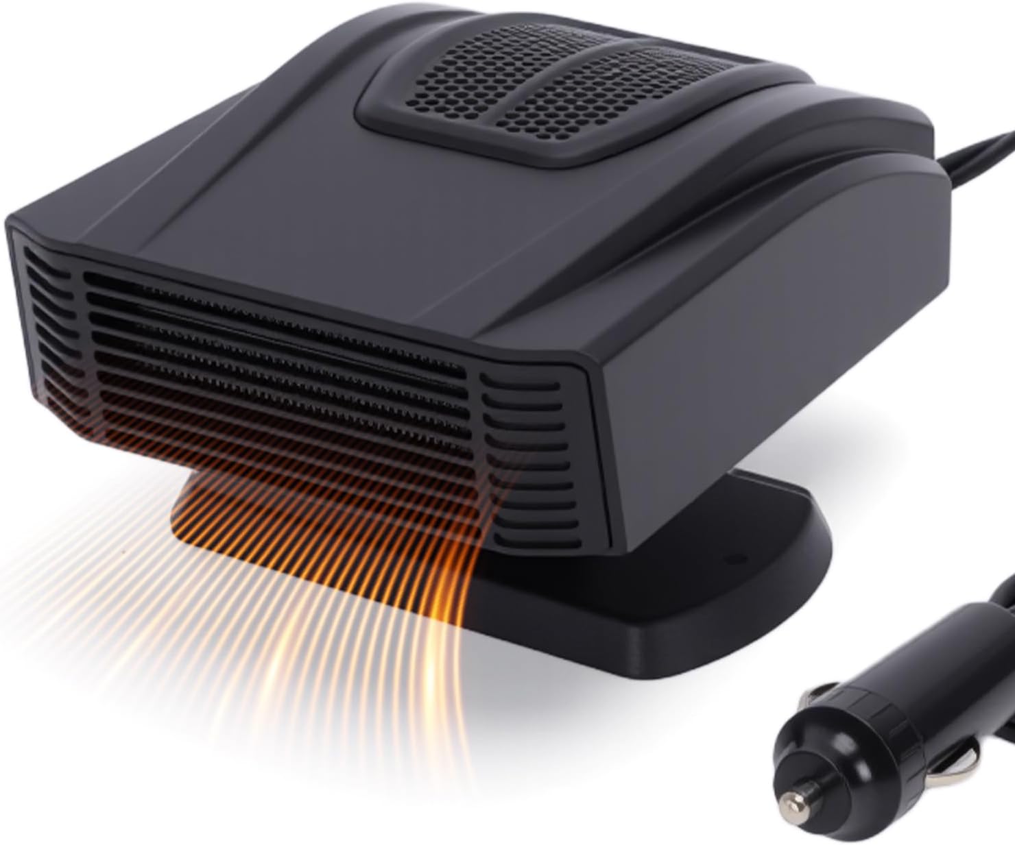 12V Car Heater Portable 2-in-1 Fast Heating Auto Car Heaters Defroster Fan, 360° Windshield Defogger, Vehicle Heater Fan for SUV, Pickup, Winter Car Window Heater (Black 150W)