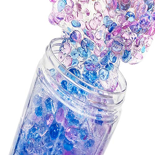 SLOUEASY - 200ML New Idea Crystal Slime Putty with Purple Blue Fishbowl Beads, 200ml Fluffy Floam Slime Stress Relief Toy Scented Sludge Toy for Kids and Adults, Super Soft and Nonsticky(Purple+Blue)