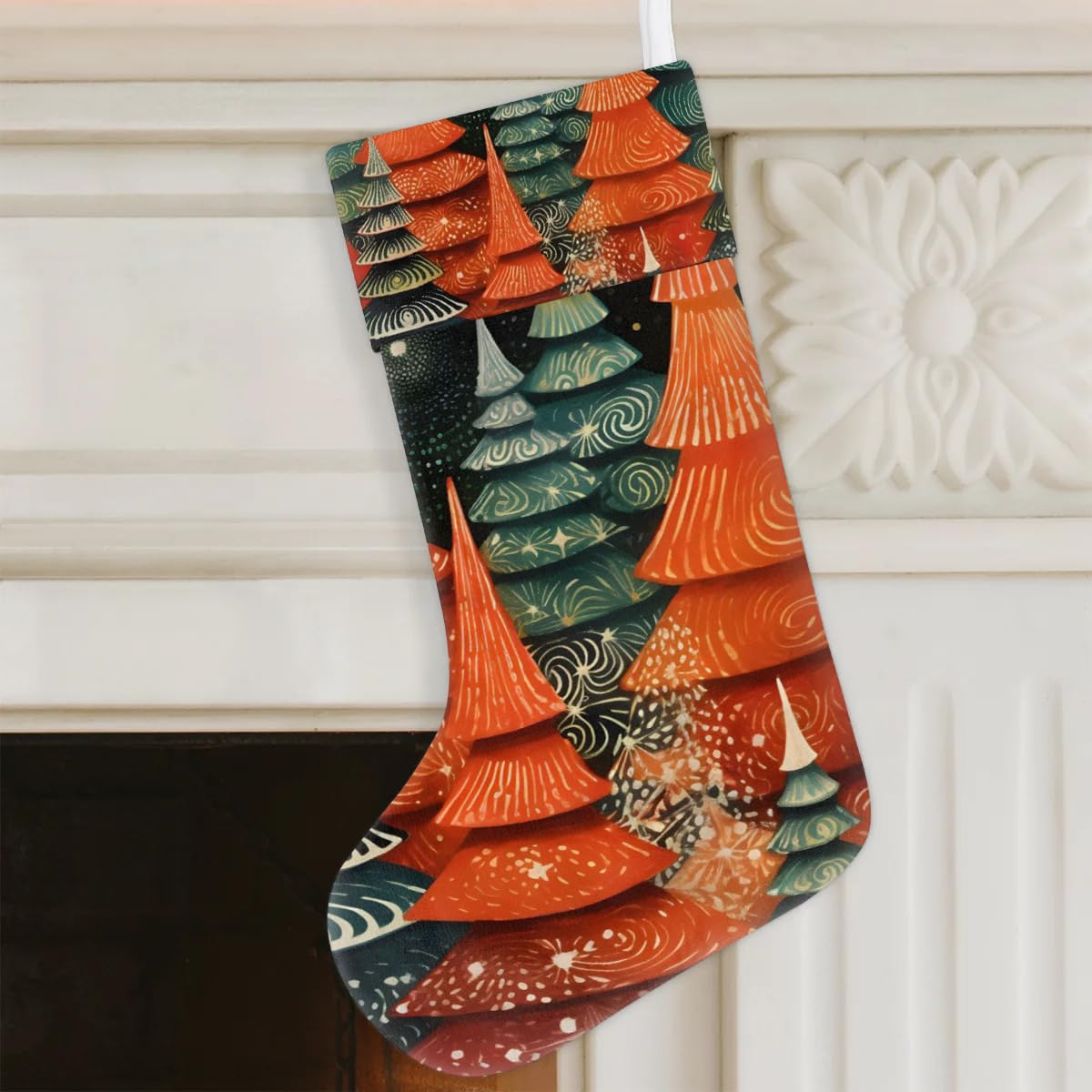 Christmas Stockings, 17.7in Xmas Tree Xmas Stocking Gift Treat Bags Dreamy Tree Xmas Stocking Hanging Ornaments for Xmas Party Gift Filler Fireplace Christmas Tree Decoration