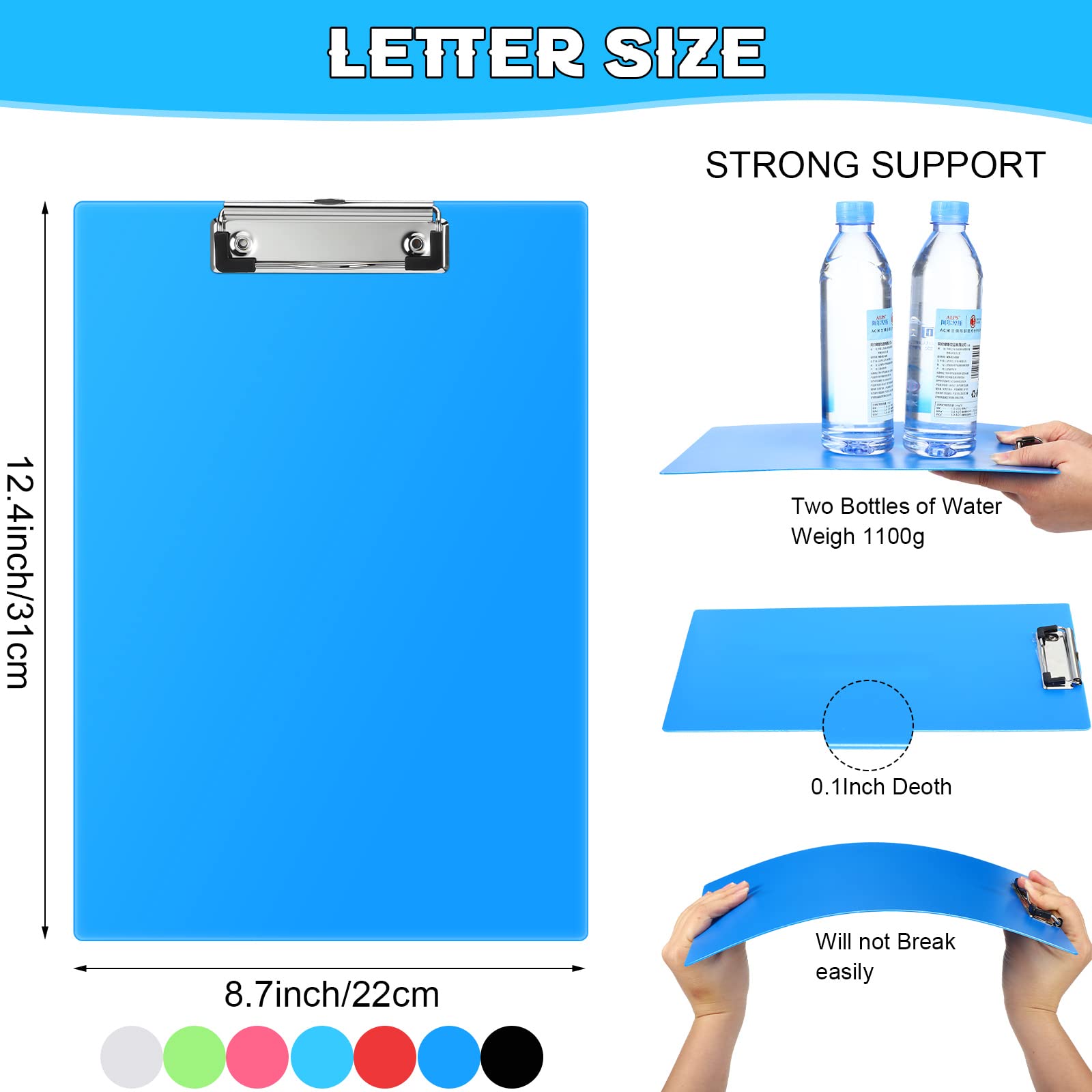 30 pezzi Appunti in plastica con clip a basso profilo, formato A4, con clip a forma di lettera, per bambini, adulti, casa, ufficio, classe, 30 x 20 cm (stile classico)
