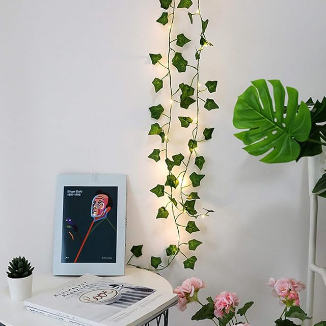 Extra Long 10m 100 LED Ivy Fairy Lights/String Lights/Garland with Lights - Wedding Decorations - AA Battery Powered - Ivy Garland with Lights - Fairy Lights Bedroom - Leaf Fairy Lights