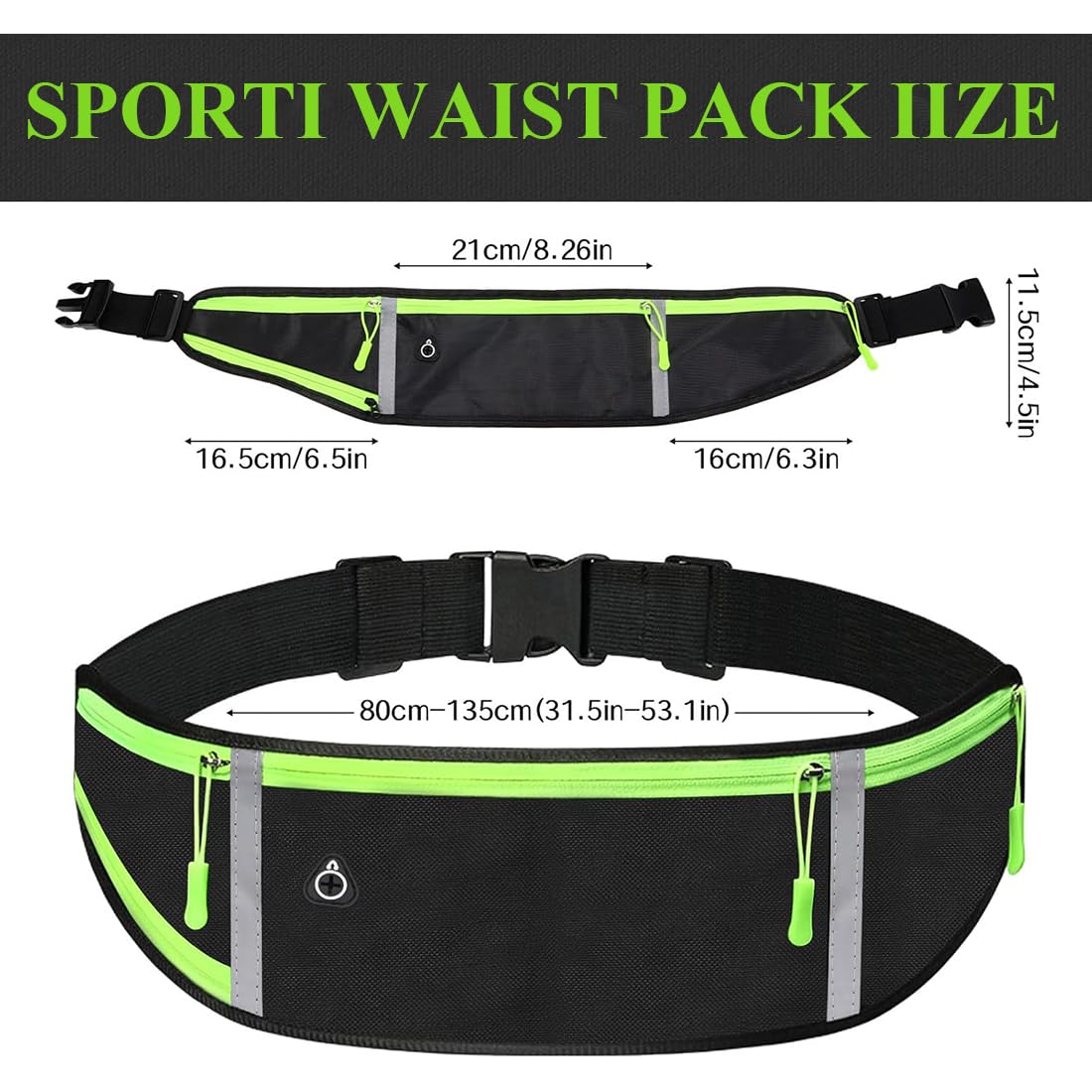 Marsupio Running, Cintura da Corsa, Marsupio da Corsa Impermeabile per Uomo e Donna, per Escursioni, Fitness, Viaggi, Corsa, Pocking, Accessori, Cintura Elastica