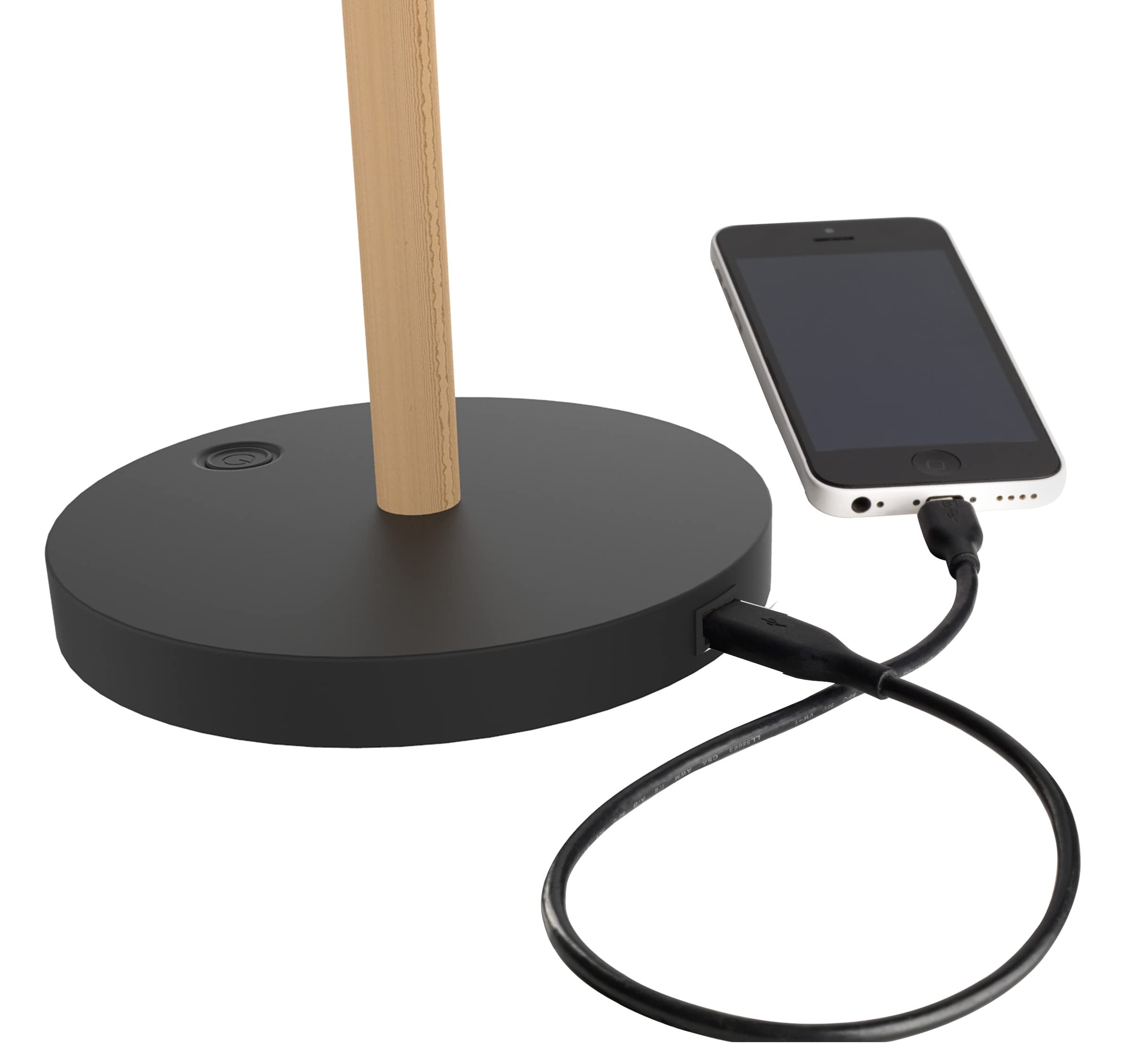 Unilux Vicky LED-Schreibtischleuchte schwarz-buche, dimmbar, USB Ladefunktion