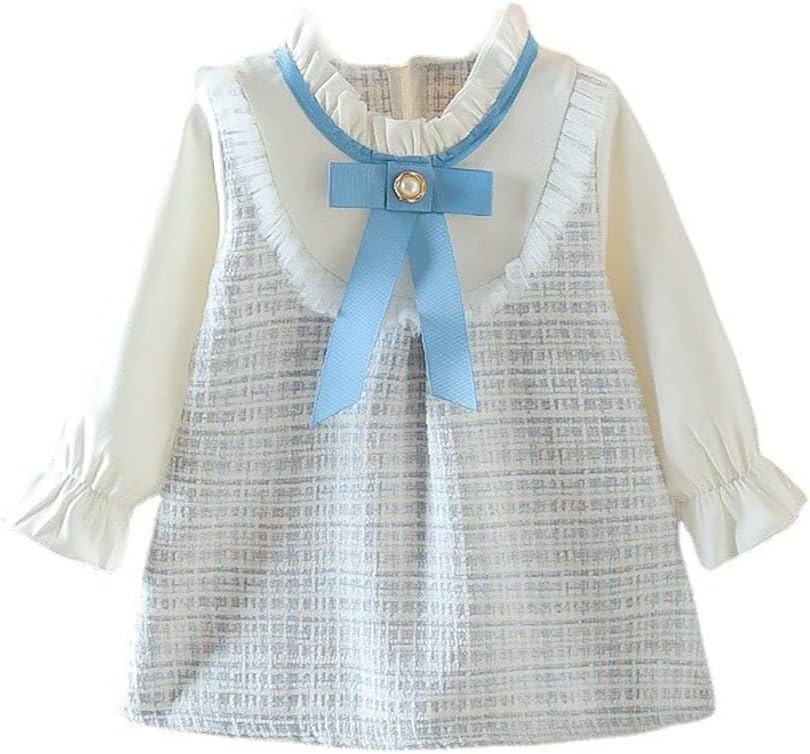 Bold N ElegantGirls Self-Ebroidered Full Sleeve Pinafore Frock Mini Dress Tunic for Infant Toddler Baby Girl