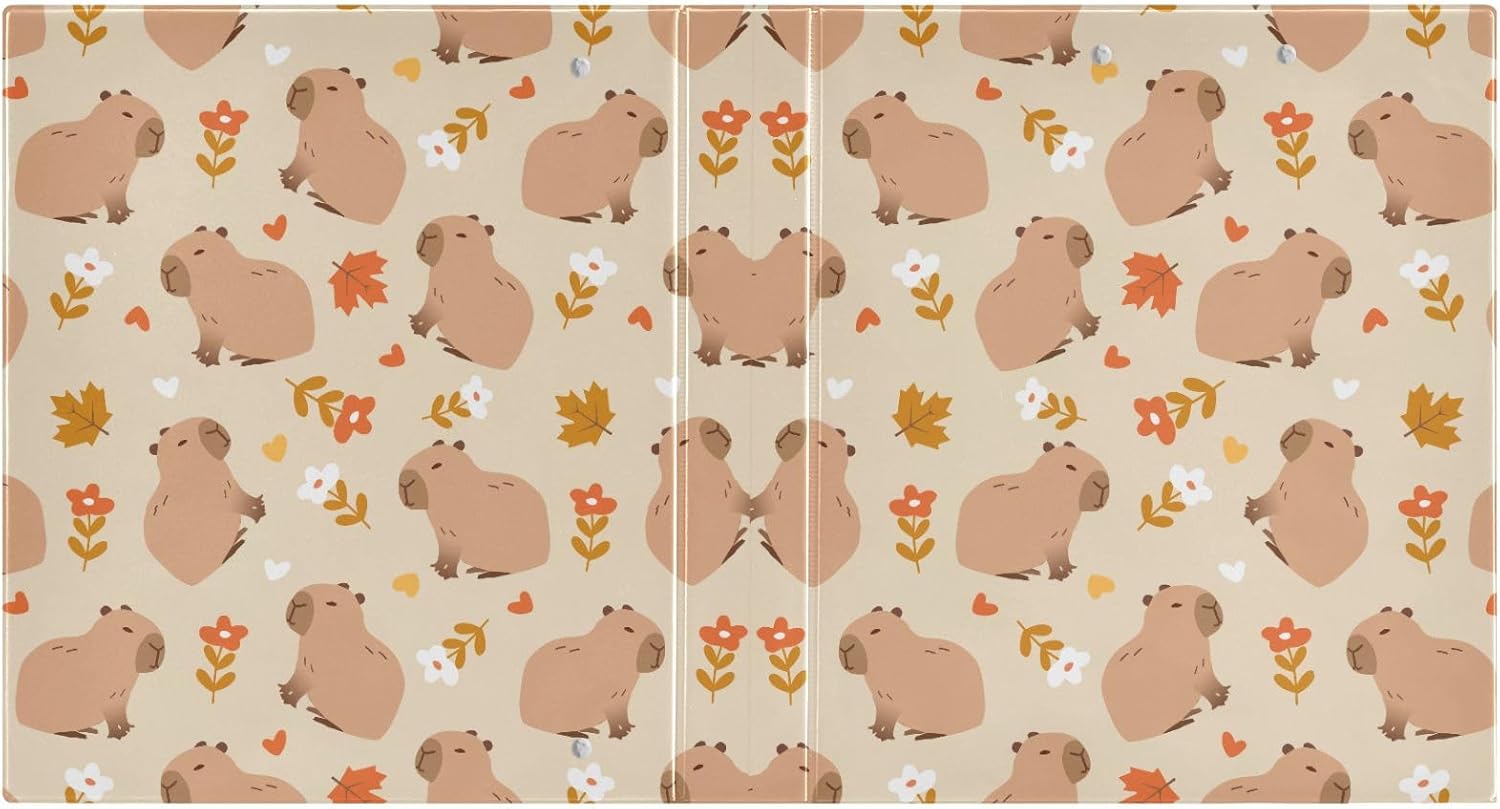 Funny Capybara Daisy 3 Ring Binders with Clipboard File Folder for Office School with Pocket