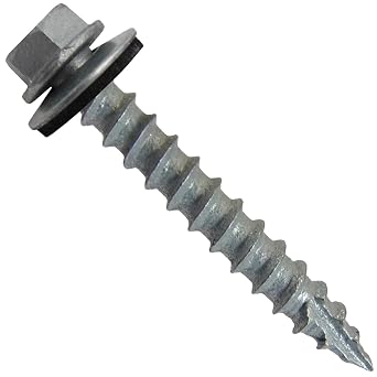 14 x 1-1/2" NO Paint Metal Roofing Screws - Hex Washer Head- Self-Starting/Tapping - EPDM Washer. 1 x 250 Count Bag - 250 Screws