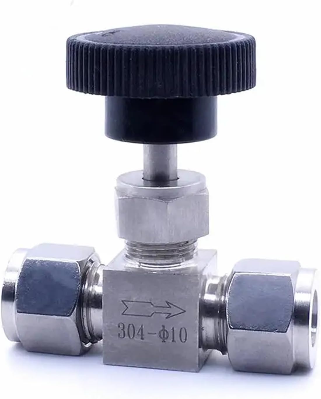 Needle valve Adjustable 3 4 6 8 10 12mm 1/8 1/4 3/8 1/2 Tube Stainless Steel 304 Flow Control Straight 90 Degree Needle Valve (Size : 1/8", Color : Blue Straight)