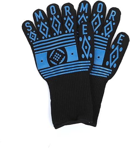 S'more Guantes de barbacoa resistentes al calor, guantes de parrilla al aire libre, guantes de silicona antideslizantes para horno, guantes largos