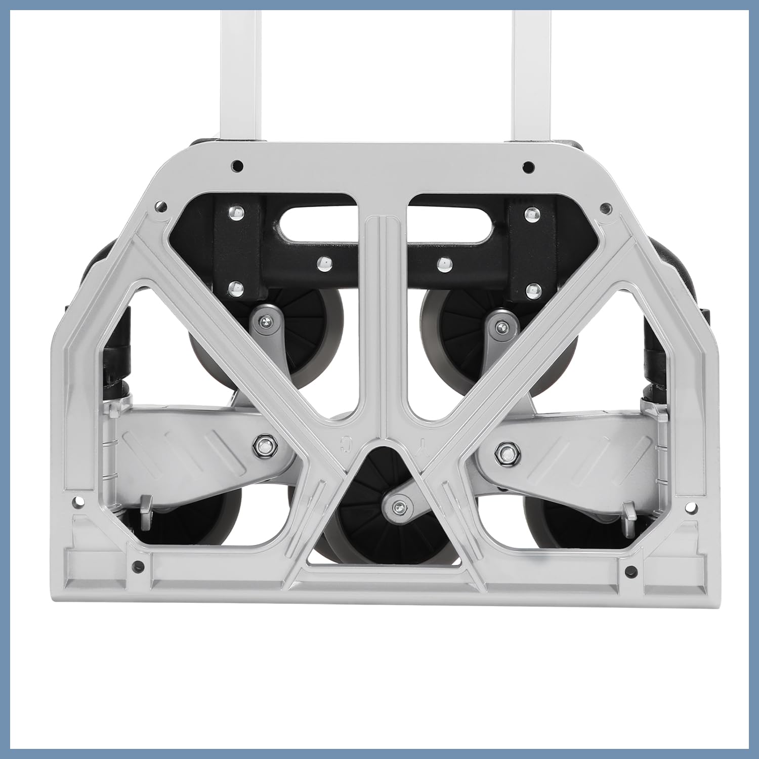 Daromigo Carrello pieghevole per scale, carrello per il trasporto, manico telescopico extra lungo, 100 cm, in alluminio con cuscinetti antiscivolo, battistrada morbidi
