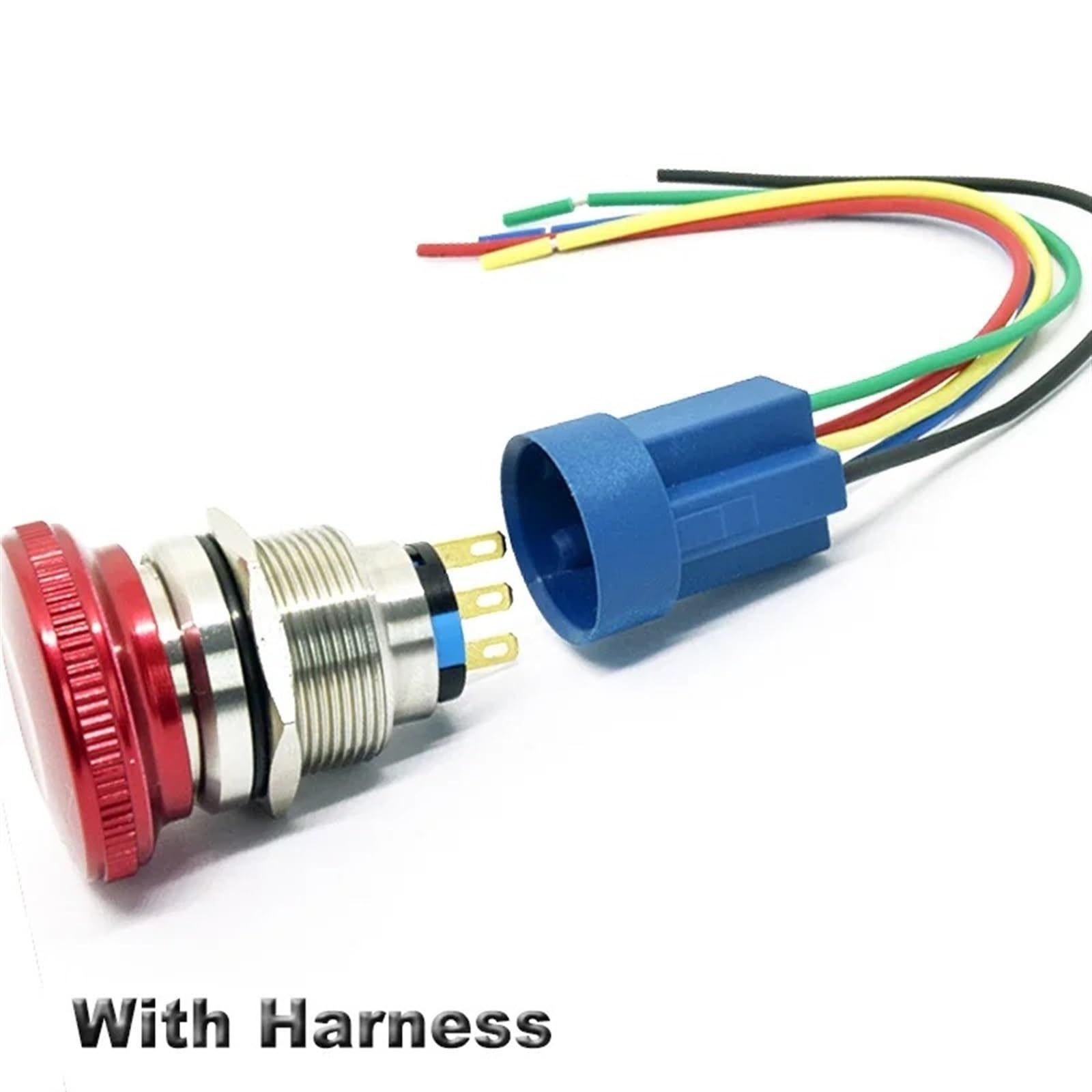 Interruptor de parada de emergencia de 16 mm, 19 mm y 22 mm, pulsador tipo hongo, 1NO, 1NC, 2NO, 2NC, con enclavamiento, encendido y apagado, 5 unidades(22mm round,1NO1NC)