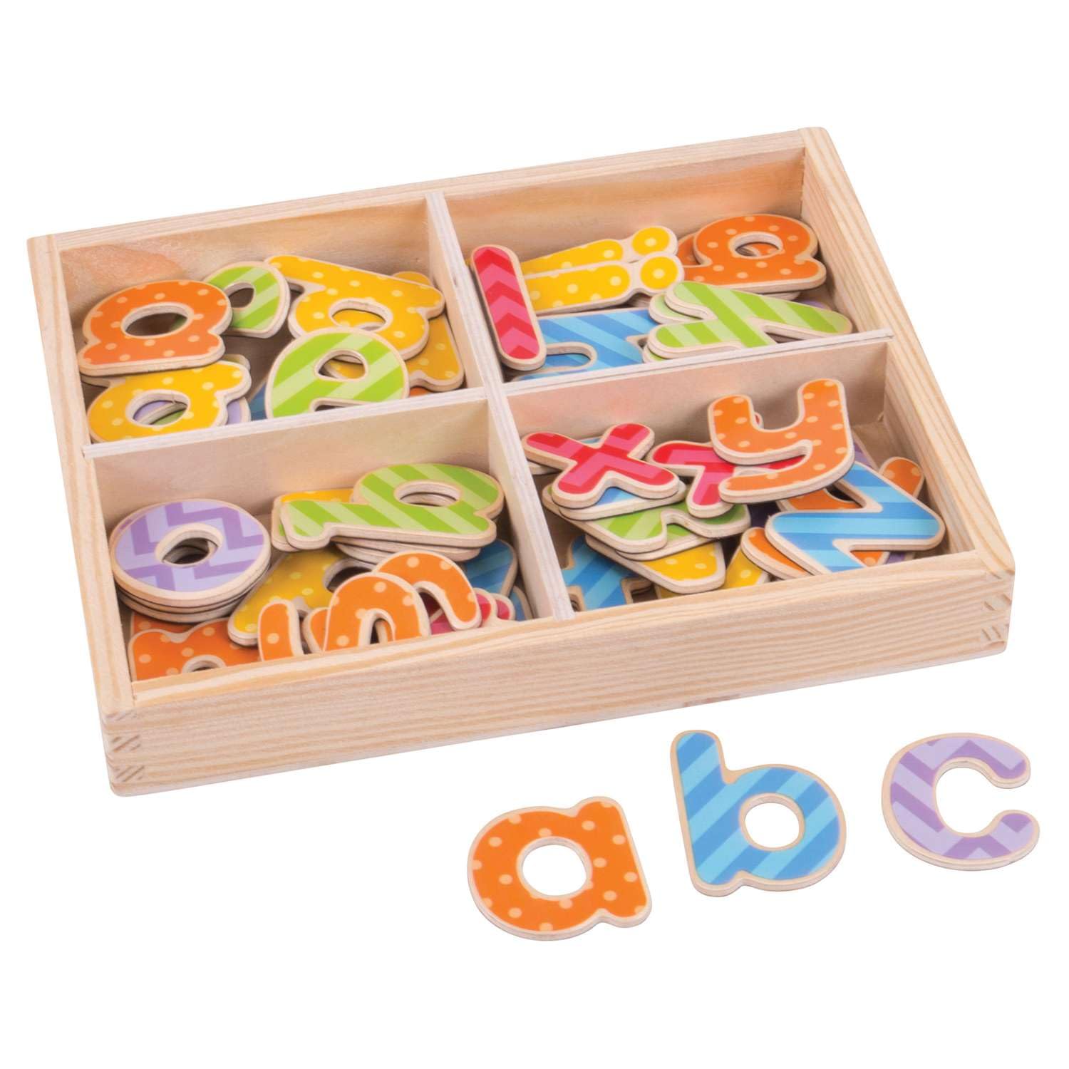 Bigjigs Toys Educational Wooden Magnetic Letters - Lowercase