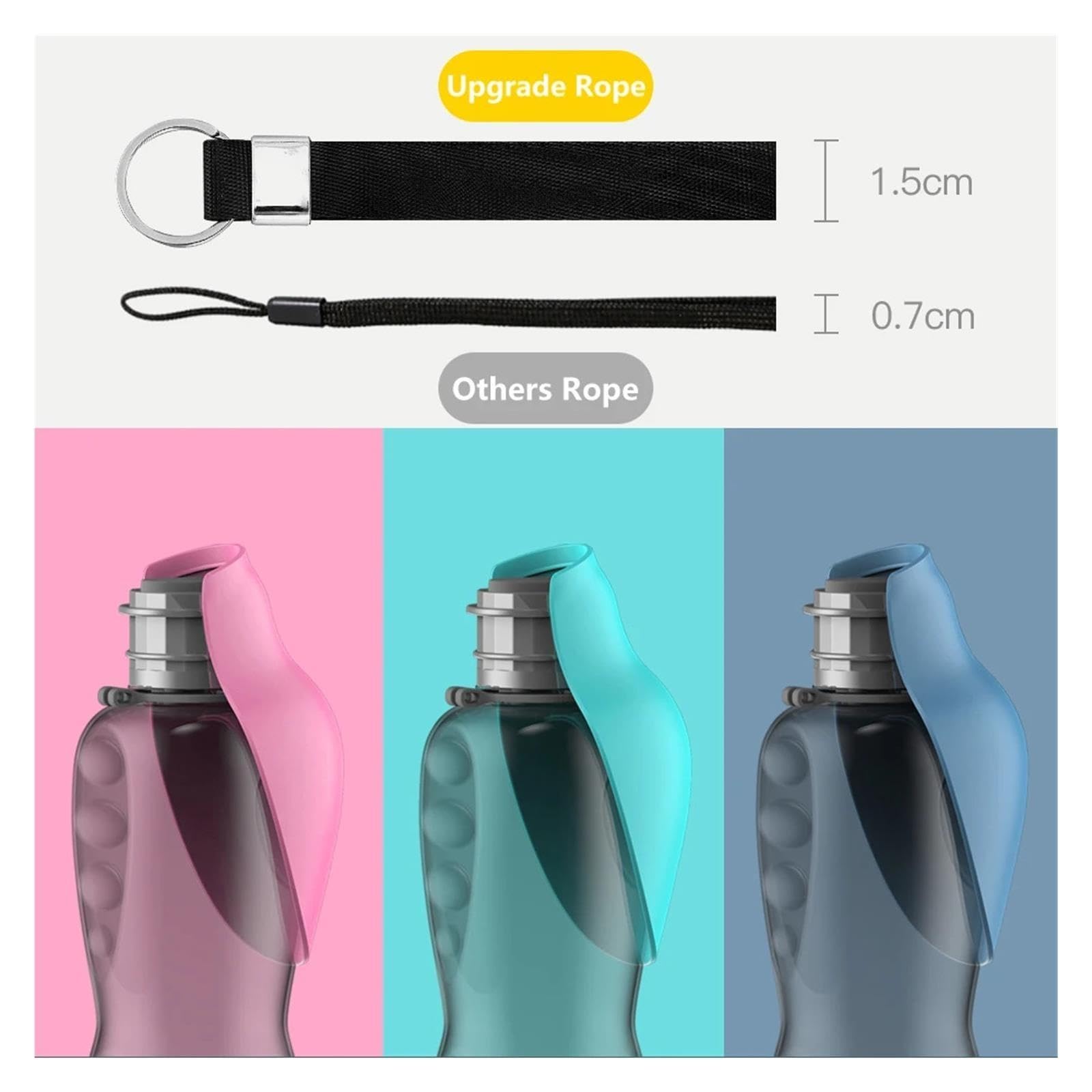 Distributeur portable pour animaux domestiques de voyage avec fuite de bouteille d'eau avec bol intégré (rose)