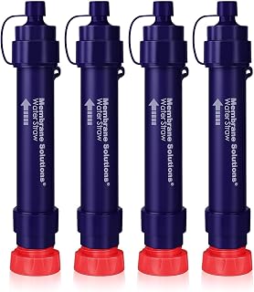 Membrane Solutions Wasserfilter Outdoor WS02, abnehmbare 4-Stufen 0,1-Mikron tragbare Wasserfilter Camping, 5.000L Wasserreiniger Survival Ausrüstung für Wandern Camping Reisen und Notfall, 4 Pack
