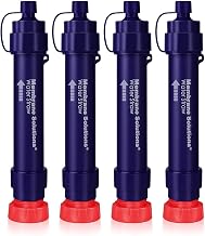 Membrane Solutions WS02 Outdoor Water Filter, 0.1 Micron Removable Portable Water Filter for Camping, Survival Equipment for Hiking, Travel, Emergency, 4 Pack