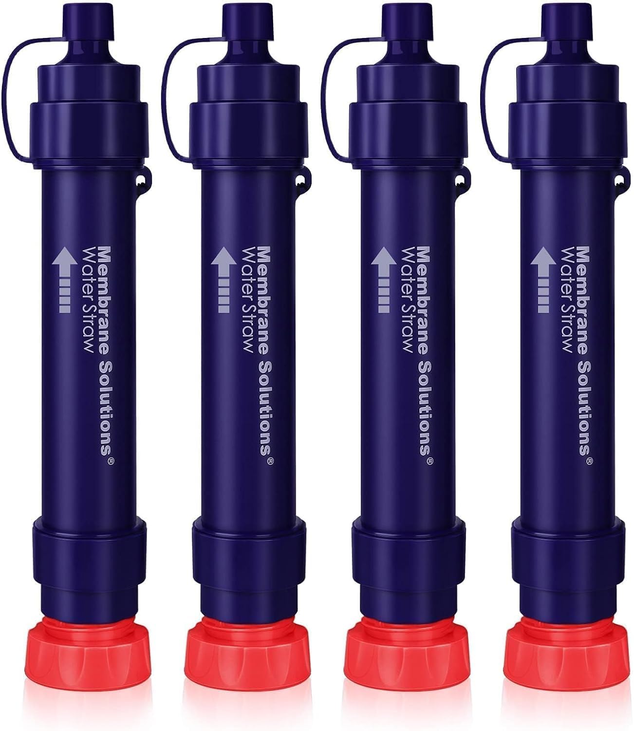 Membrane Solutions Water Filter Straw WS02, Detachable 4-Stage 0.1-Micron Portable Water Filter Camping, 5,000L Water Purifier Survival Gear and Equipment for Hiking Camping and Emergency, 4 Pack