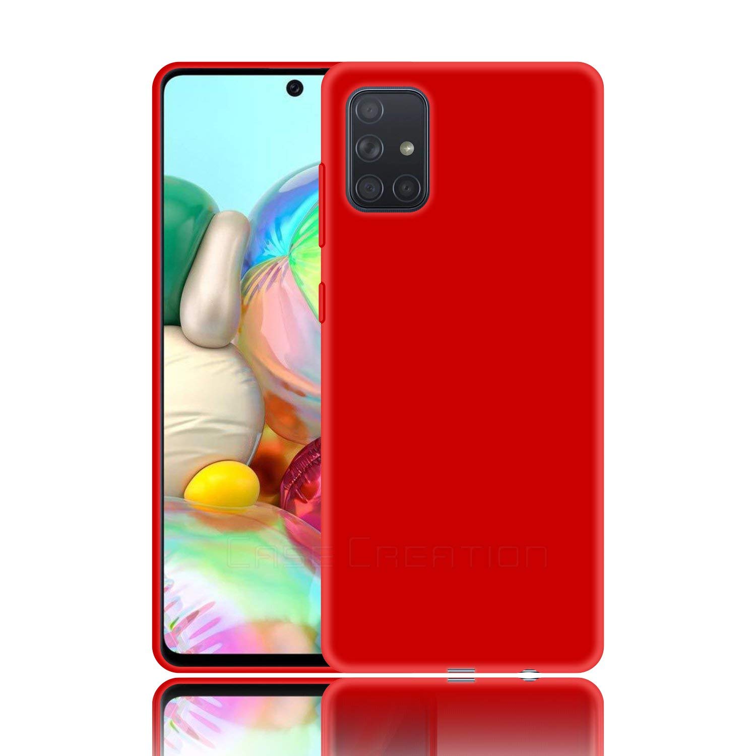 Case Creation Brand Products - Shock Proof Protective Soft Back Cover for Samsung Galaxy A51 (Color :- Red) [Velvet Inside Helps Back Panel Protection]