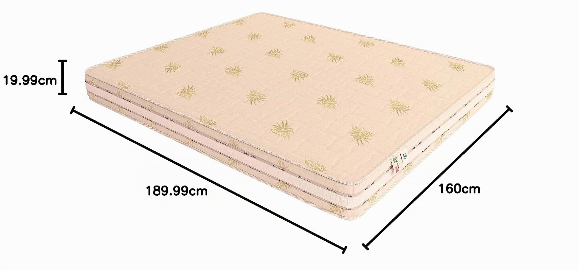 Baldiflex Emporio Materasso a Molle Ortopedic H 20 cm, Misura 160x190x20 cm, Molle Tradizionali Bonnel, Rivestimento in Aloe Vera con Fascia Areazione, Anallergico, Antiacaro, Traspirante