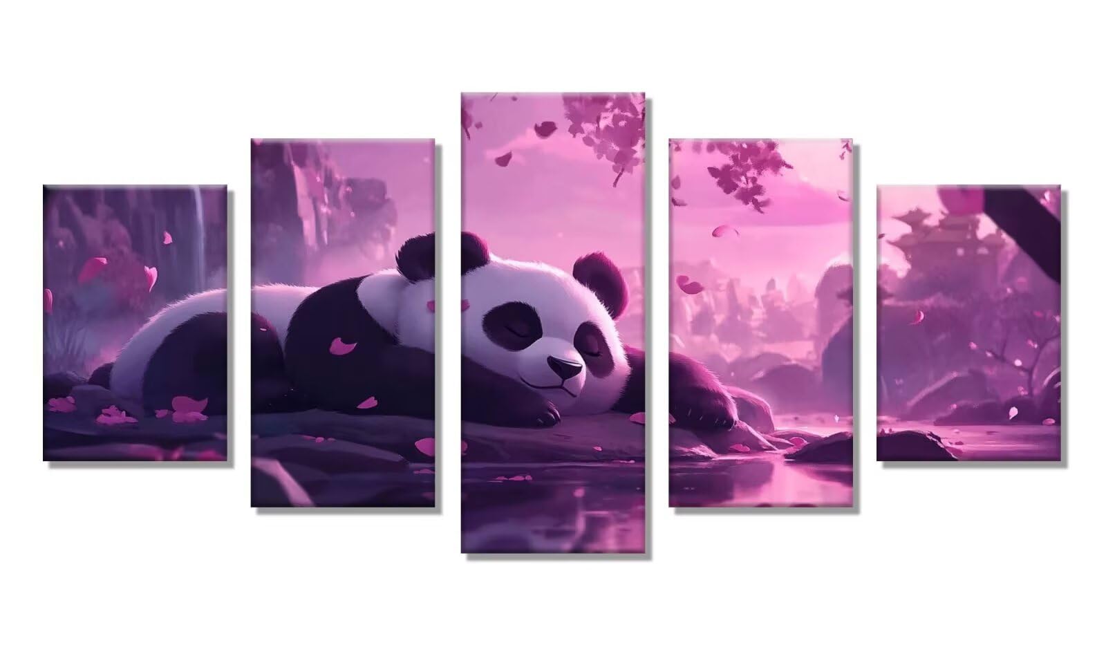 Zestaw 5 sztuk panda do malowania diamentami dla dorosłych i początkujących, diamentowe zestawy artystyczne 5D dla dorosłych, pełne wiercenie, malowanie krajobrazu po numerach, klejnoty, sztuka i