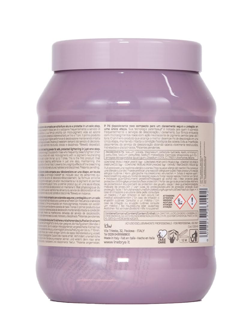 Polvere viola compatta BLONDESSE INEBRYA per schiariture sicure in un solo step