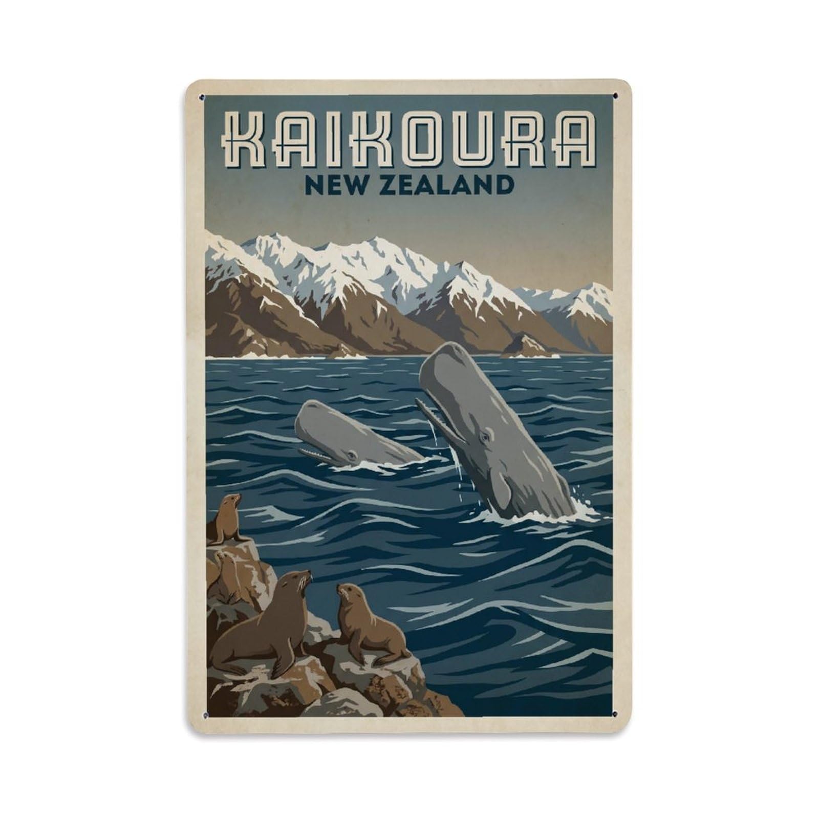 Metal Tin Sign Retro New Zealand Kaikoura Travel
