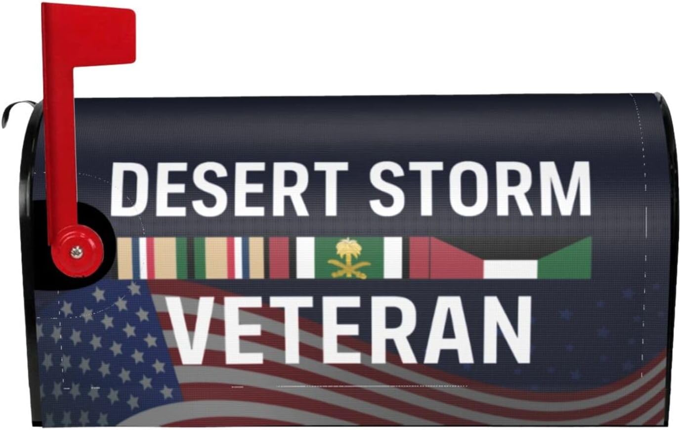 Desert Storm Veteran Service Ribbon Mailbox Covers Magnetic Ailbox Cover for Garden Yard Decoration Standard Size 18" X 21"