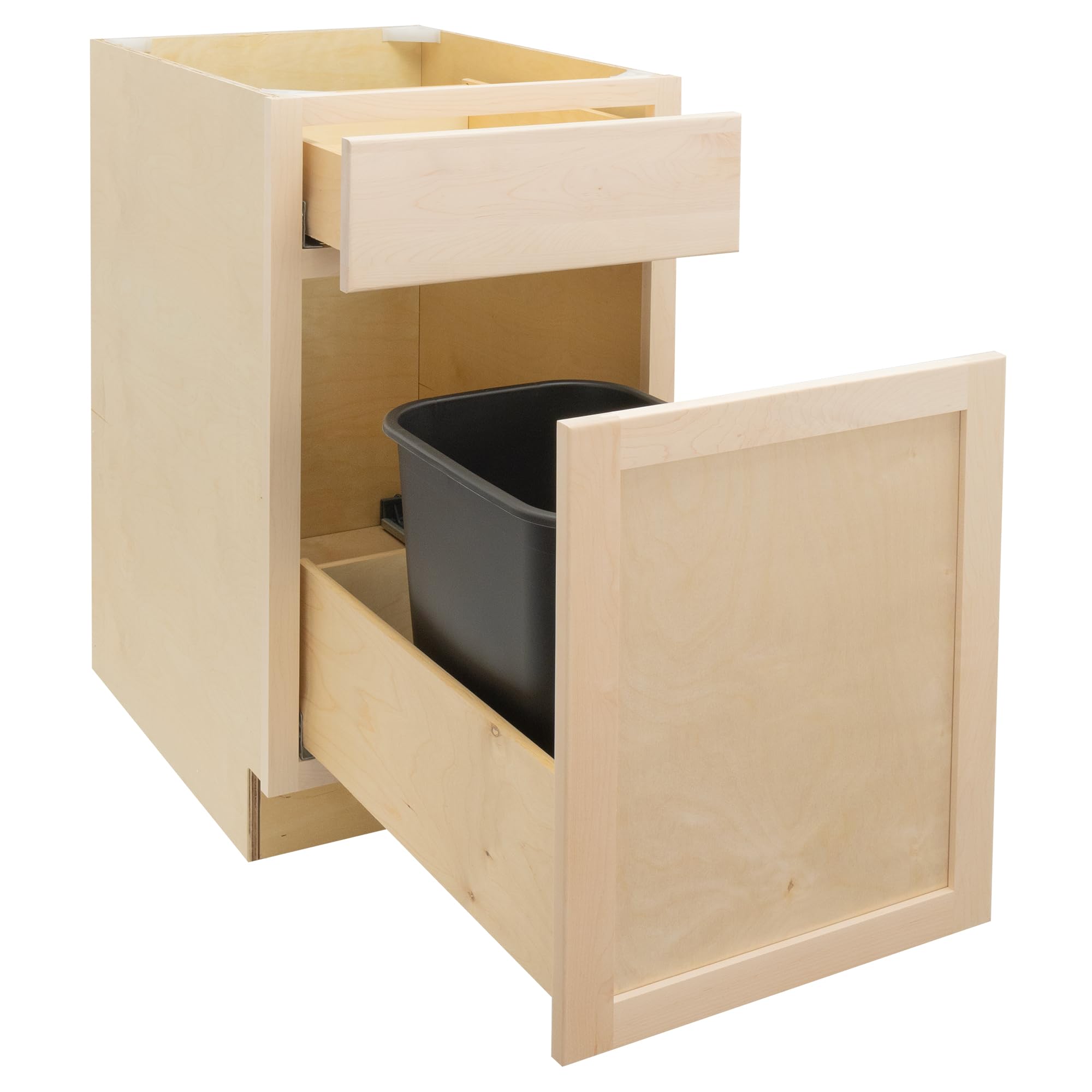 Quicklock RTA (Ready-to-Assemble) | Base Kitchen Cabinets - Shaker Style | Made in America (Raw Maple, 18