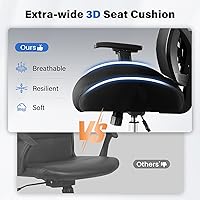 Vista 8 de Silla de dibujo ergonómica alta para escritorio de pie, cojín extra ancho de 21 pulgadas, brazos ajustables, ruedas de bloqueo de presión, malla