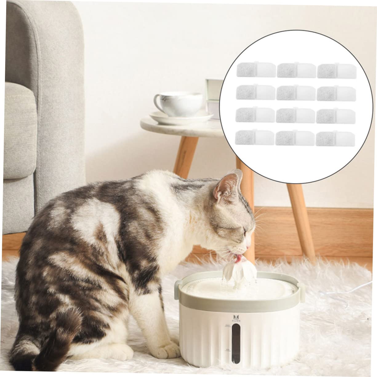Mipcase 48piezas Filtros De Repuesto para Dispensador De Agua para Mascotas De Filtros De Activado para Fuente De Agua De Gato Accesorios para Mascotas Filtración y Saludable