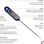 Escali Long Stem Digital Thermometer for Meat, Frying, Cooking, Candy and Kitchen Use, Extra Long 5.6-Inch Probe, Blue