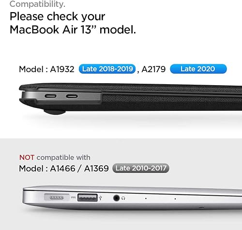 Spigen Thin Fit Kompatibel mit MacBook Air A2337 M1, A2179, A1932 Retina 13 Zoll Hülle (2020/2019/2018) - Schwarz - 2