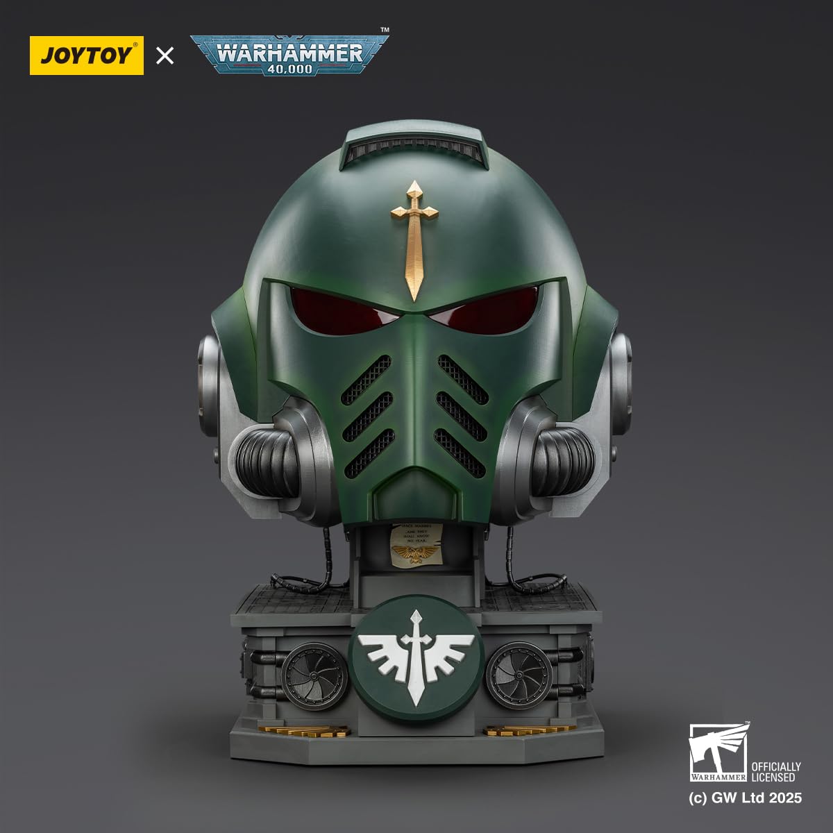 TOYVERSE JOYTOY Warhammer 40 000 Dark Angels MkX kask i stojak ekspozycyjny w skali 1:1, model postaci i figurka kolekcjonerska 15+