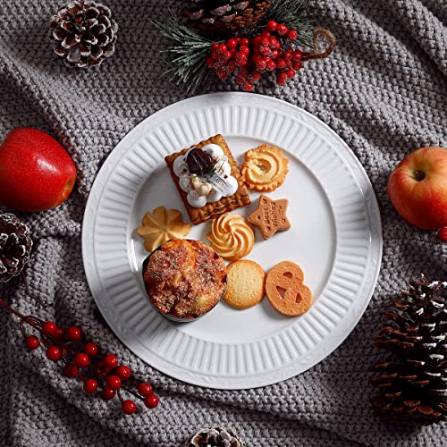 Vidalenta Ceramic Dinner Plates Set Of 6, 10.5 Inch Dish Set Large Salad Plates Round Dessert Plates, Porcelain Serving Dishes Modern Rustic Dinnerware, Microwave, Oven, And Dishwasher Safe, White #TOP1