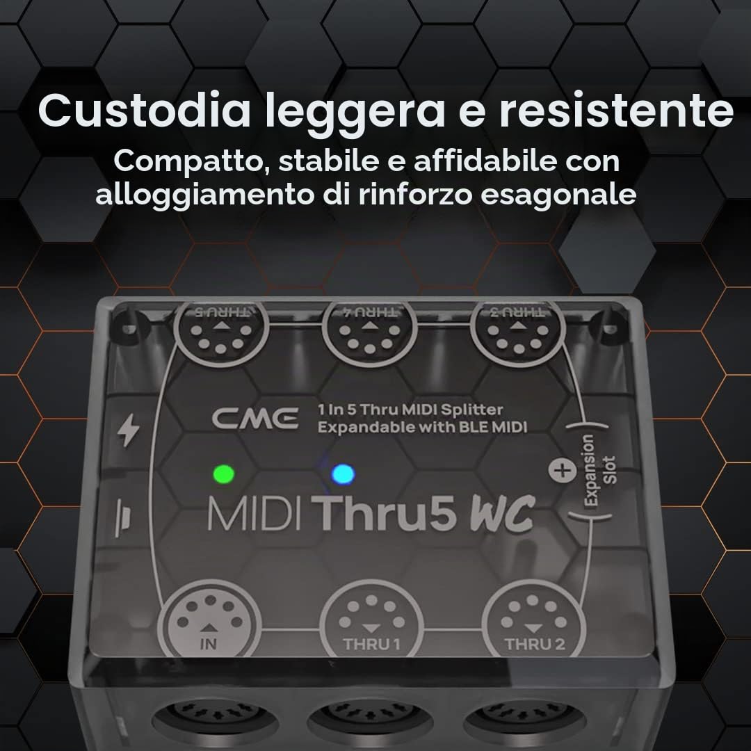 CME MIDI Thru5 WC – Box Thru 1 In / 5 Out con DIN 5 Poli, Distribuzione del Segnale ad Alta Velocità