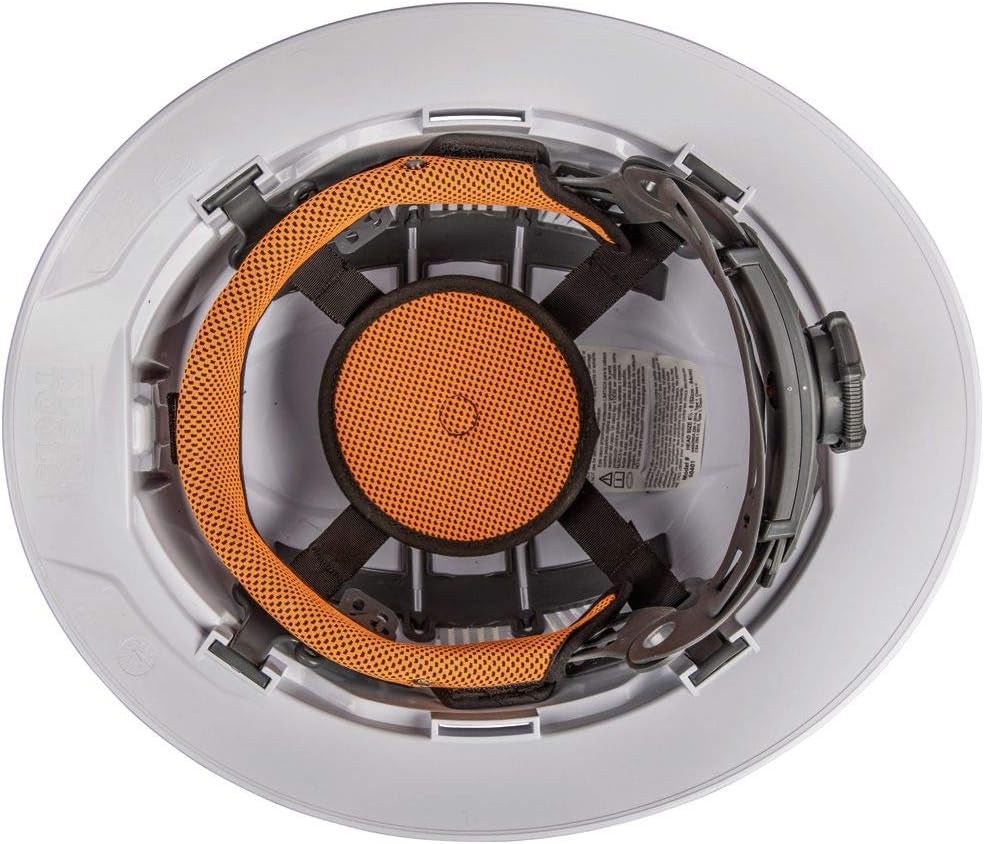 Klein Tools 60401 Hard Hat, Vented, Full Brim Style, Padded, Self-Wicking Odor-Resistant Sweatband, White : Everything Else