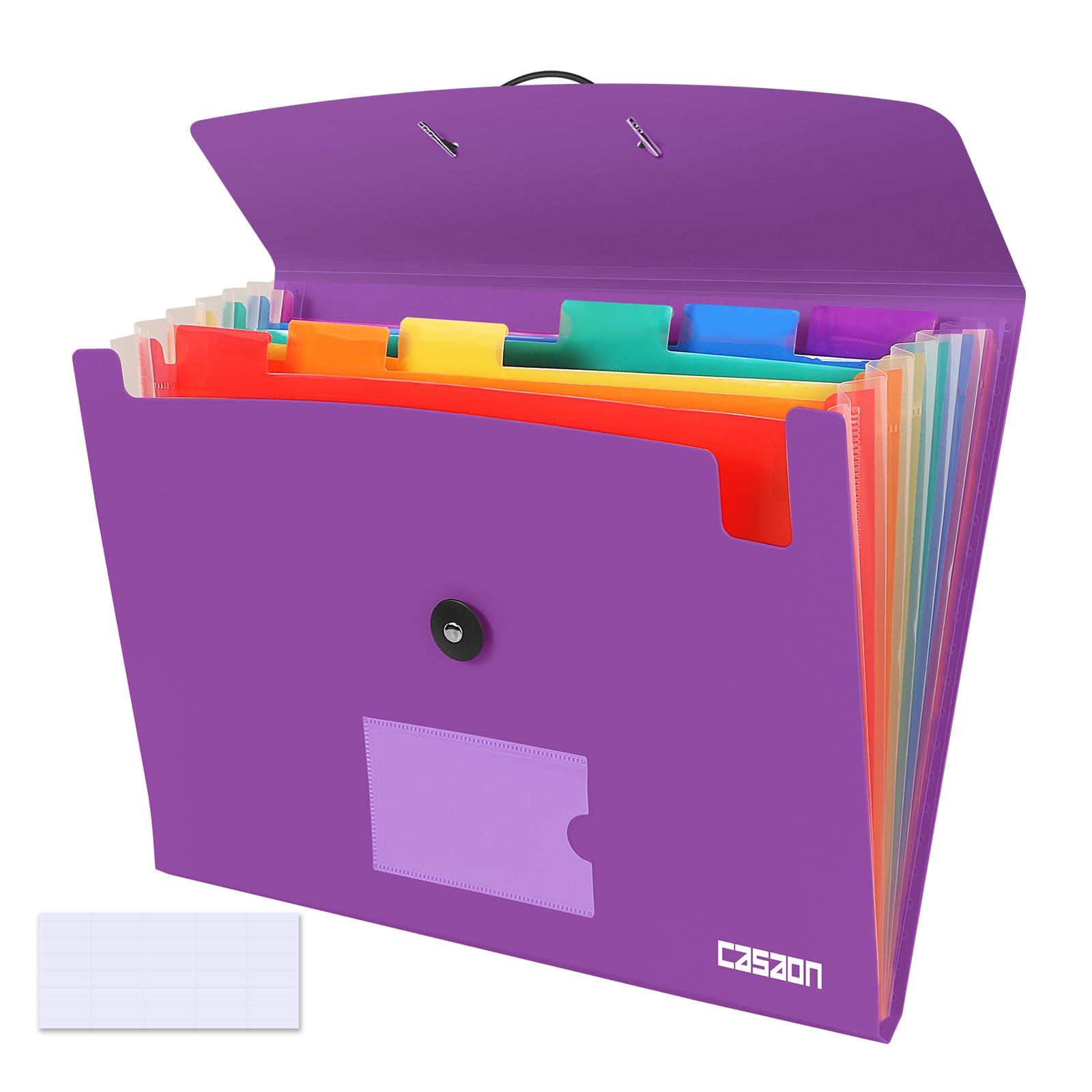 7 Pocket Accordian File Folders, Expanding File Folder A4 Letter Size Paper Portable Document Organizer-Purple