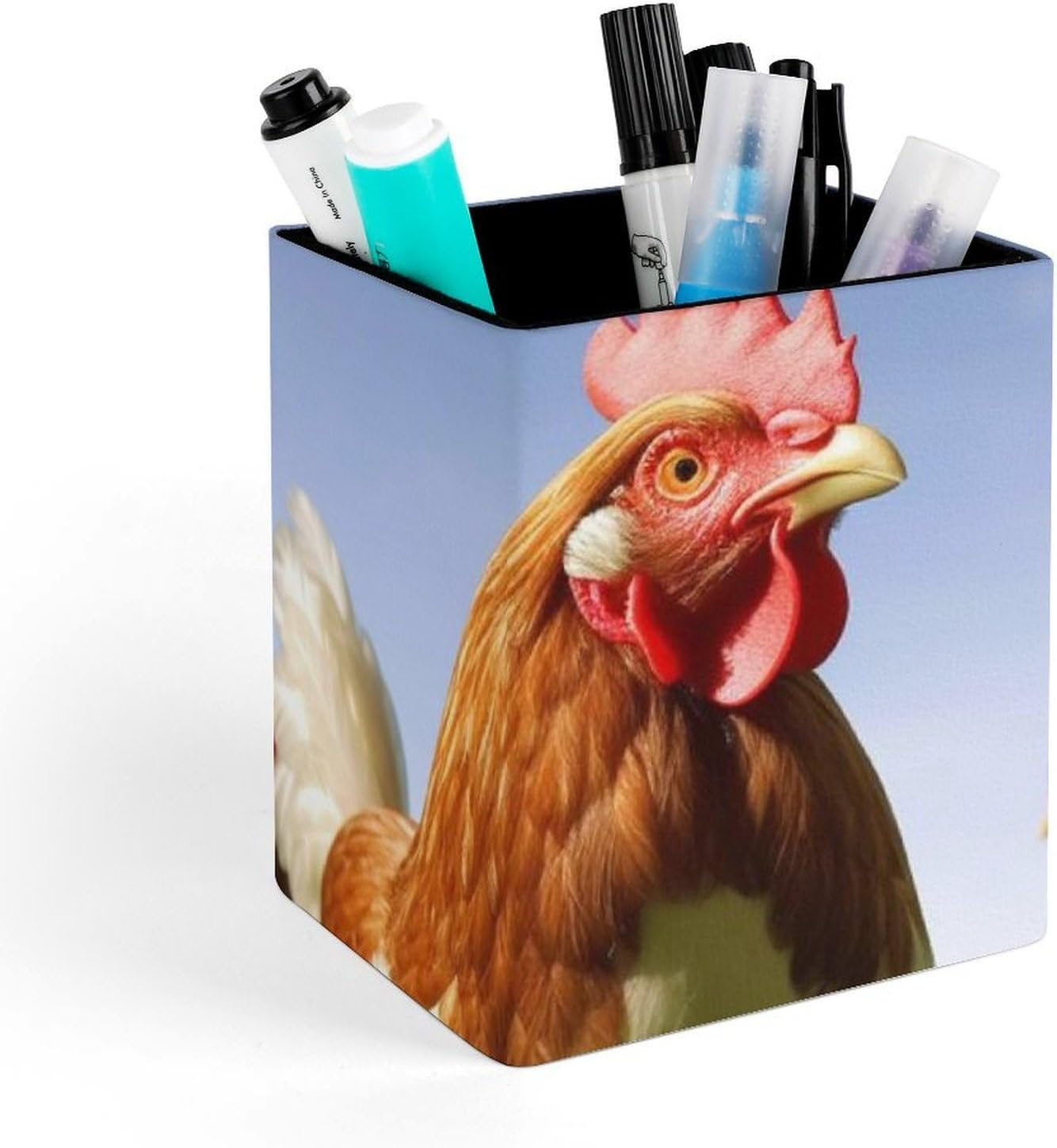 PU Leather Pencil Pens Holder Cup Desktop Makeup Brush Storage Organizer