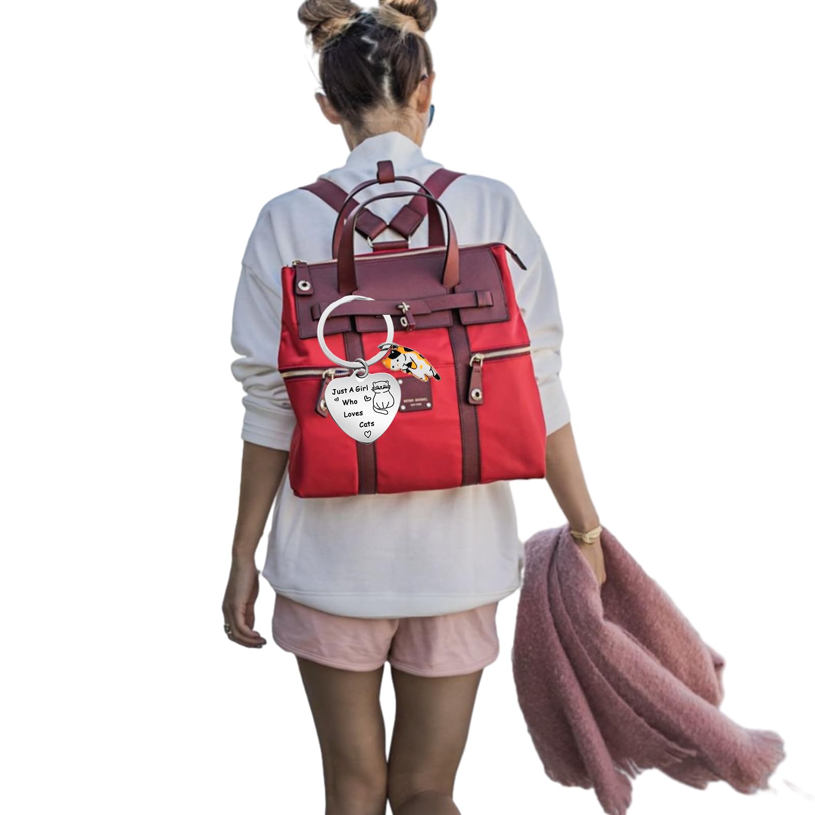 SZYDD Stainless Steel Cat Keychain Pet Keyrings Bag Pendant Key Accessory Cat Key Holder for Pet Lover