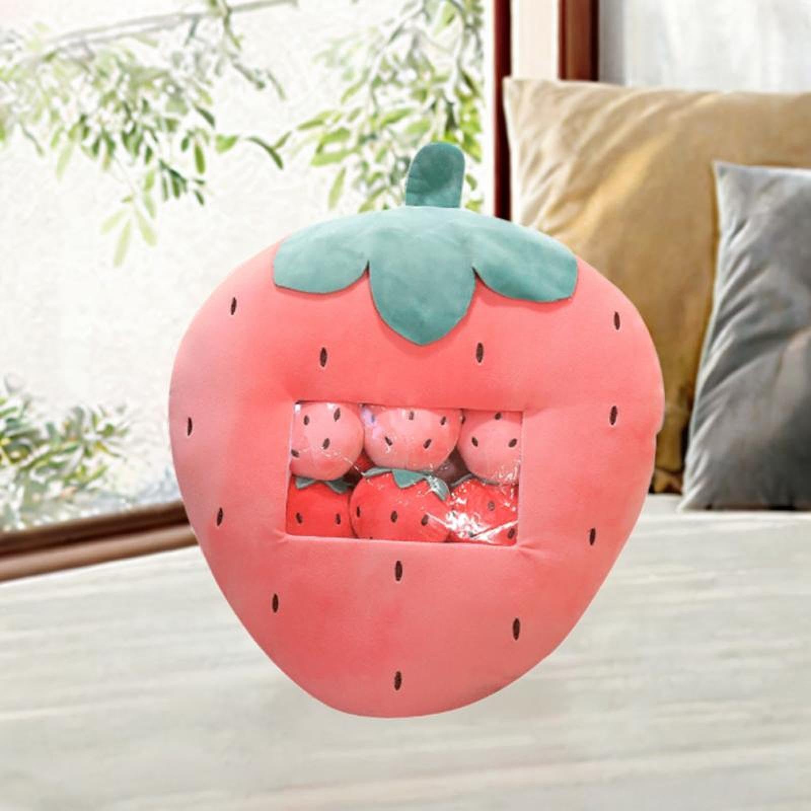 Plüschpuppenkissen, Stofftier, Kinderzimmerdeko mit Kleiner Puppe, Snack Plüschkissen, Lebensmittelspielzeug für Kinder, Erwachsene Und Jugendliche, G, Erdbeere