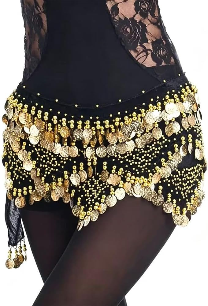 Women Belly Dance Belts Belly Dance Costume Hip Scarf with Gold Coins