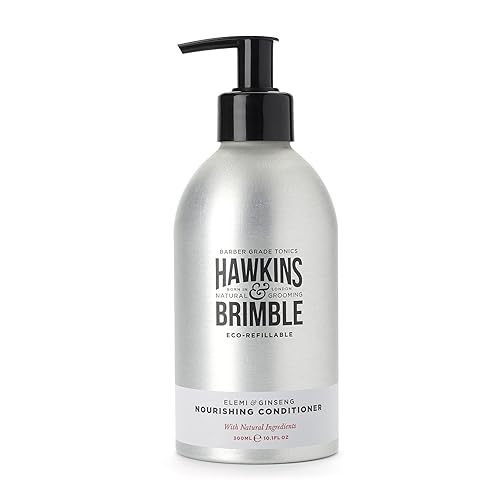 Hawkins & Brimble Acondicionador Eco-Recargable Botella – 10.1 fl oz para hombres Hidratante de Fragancia Natural | Botella reutilizable de por vida