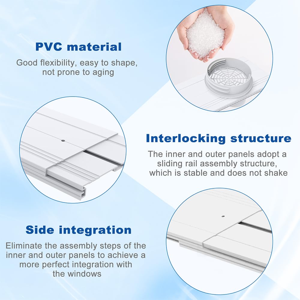 4 Pièces Kit Calfeutrage Climatiseur Fenêtre, Kit Fenetre pour Climatiseur Mobile, Kit fenêtre climatiseur Mobile, Convient aux fenêtres Coulissantes Verticales/Horizontales