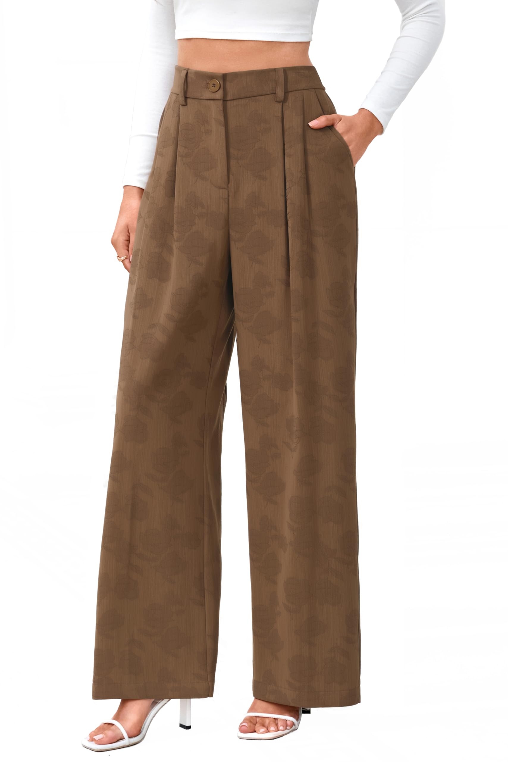 FUNYYZO Wide Leg Dress Pants for Women Work Slacks Business Casual Outfits