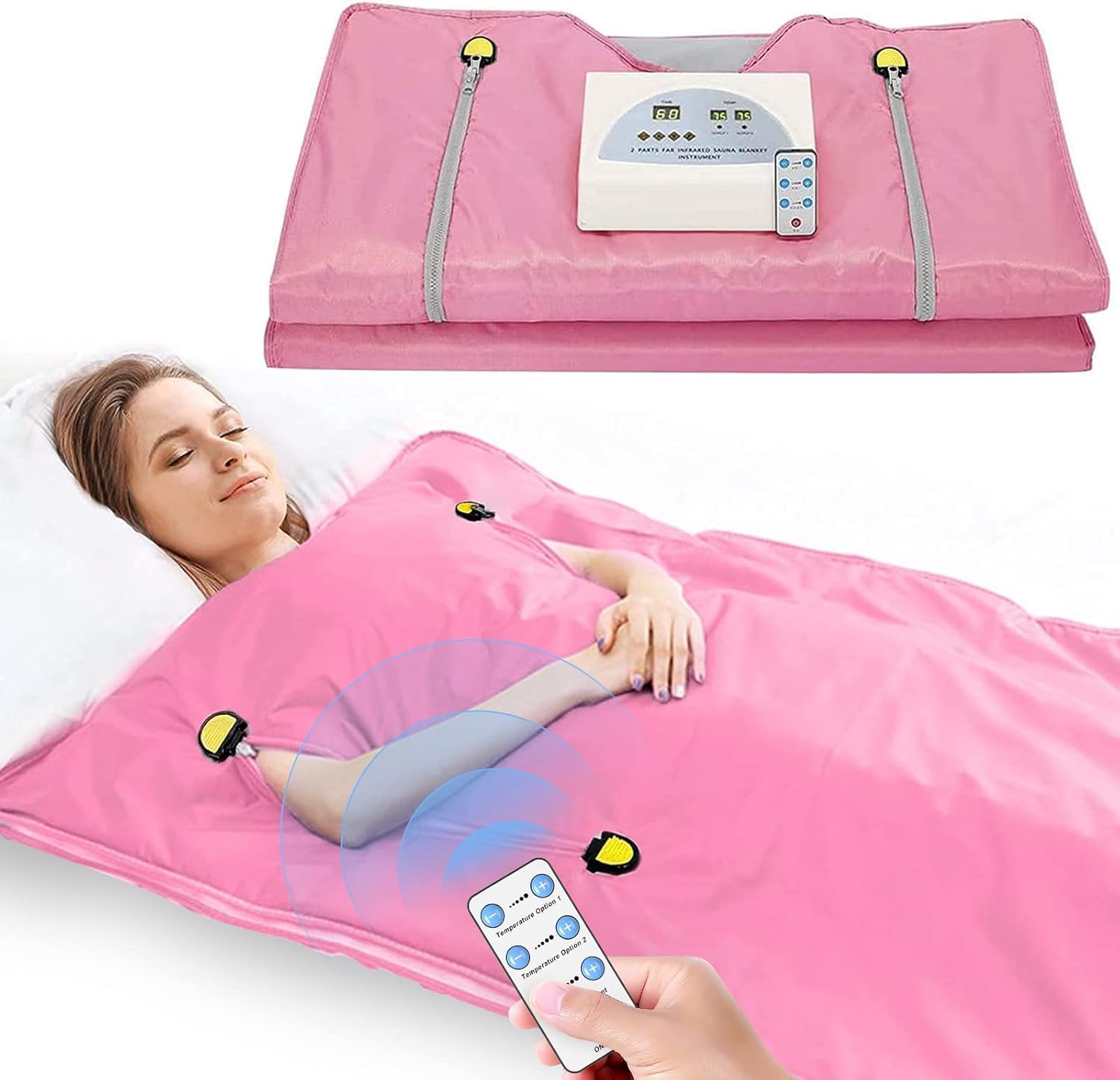 Manta de Sauna de Infrarrojos,Manta de Sauna de 2 Zonas para Uso Doméstico, Diseño Portátil para la Relajación y la Desintoxicación más Alta, Control de Temporizador, 180 * 80CM