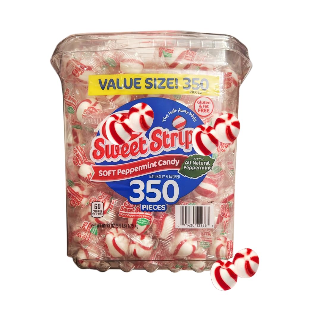 Red & white Stripes sweet Soft Peppermint Candy, Value Size 61.73 oz, 350 count (3.9 LBs-1 Pack(350))