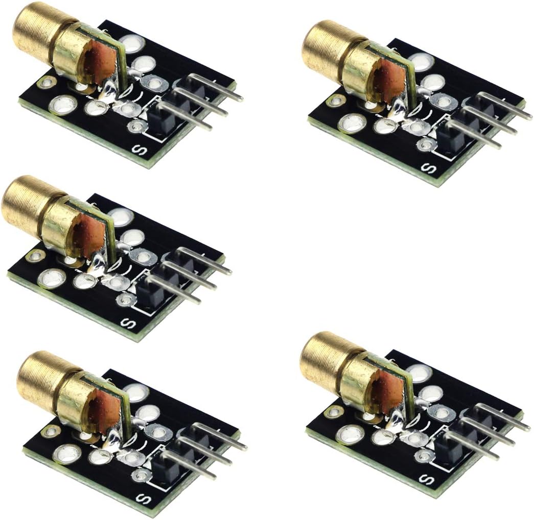 HiLetgo 5pcs DC 5V Laser Transmitter Module Wave Length 650 nm for Arduino PIC AVR