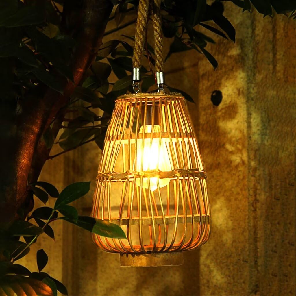 Lanterna solare da esterno in rattan solare tessitura appeso luci solari lanterna luce giardino paesaggio lampada solare illuminazione solare per decorazione giardino percorso patio
