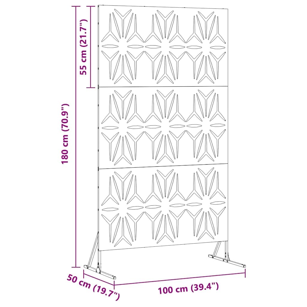 vidaXL Ekran prywatności 100 x 50 x 180 cm Stal ocynkowana srebrny